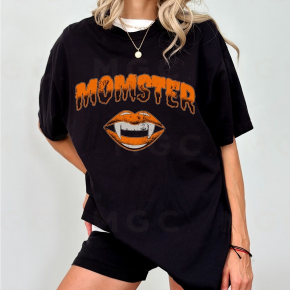 Comfort Colors Momster Vampire Lips Halloween Tee - Picture 2 of 10